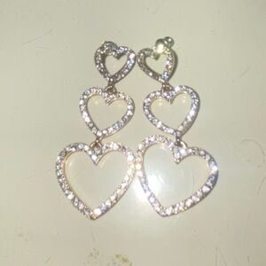 Gold Rhinestone Heart Earrings